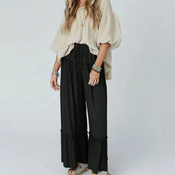 Pants - Women's High Waisted Wide Leg Pants With Stretch